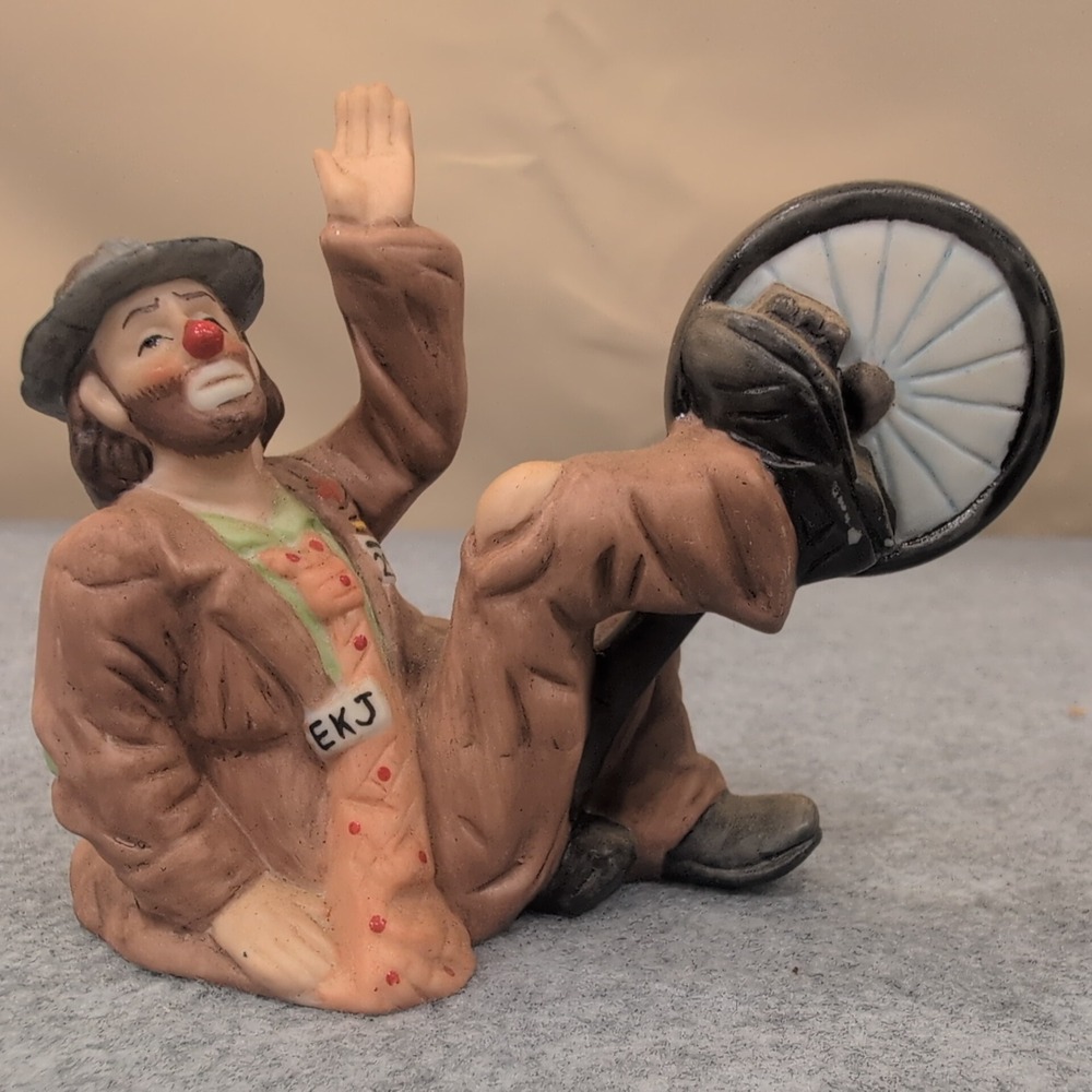 Emmett Kelly Jr Collectibles Porcelain Clown Figurine Riding Unicycle - Picture 1 of 7